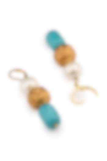 Gold Finish Turquoise Beaded Necklace Set by Joules By Radhika