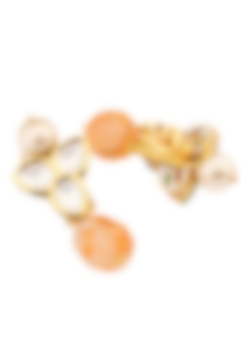 Gold Finish Carnelian Choker Necklace Set by Joules By Radhika