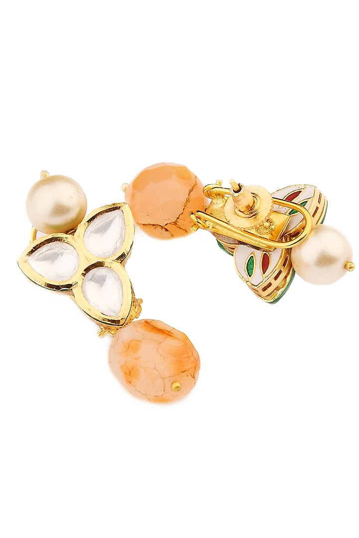 Gold Finish Carnelian Choker Necklace Set by Joules By Radhika