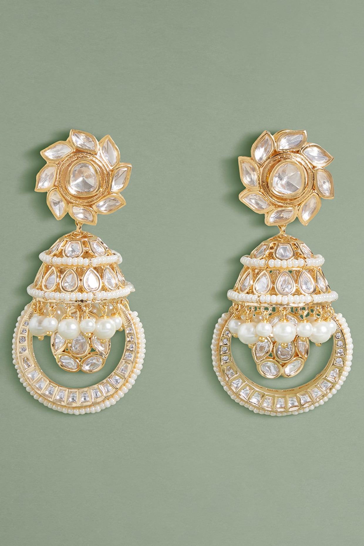 Buy Total FashionGold Plated White Stone Square Shape Big Traditional Pearl  Jhumka Earrings for Womens and Girls Online at Best Prices in India -  JioMart.