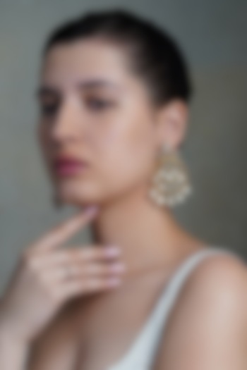 Yellow Gold Finish Zarmina Drop Dangler Earrings by Joules By Radhika at Pernia's Pop Up Shop