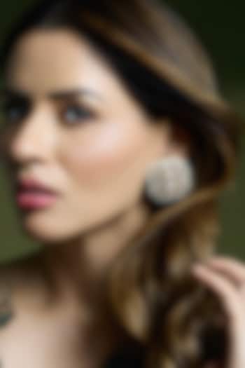 Yellow Gold Finish Uncut Kundan Polki Floral Stud Earrings by Joules By Radhika at Pernia's Pop Up Shop