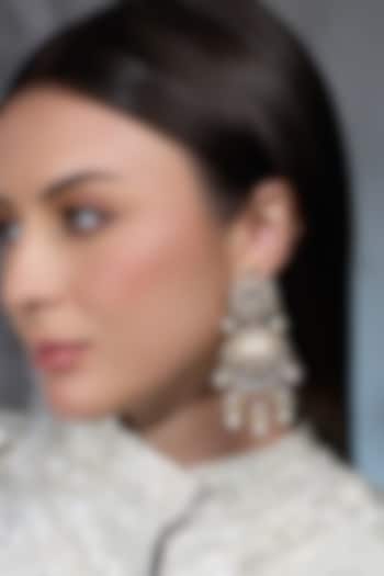 Yellow Gold Finish Kundan Polki Circular Drop Earring by Joules By Radhika at Pernia's Pop Up Shop