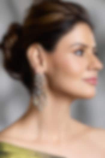 Gold Finish Kundan Polki & Pearl Dangler Earrings by Joules By Radhika at Pernia's Pop Up Shop