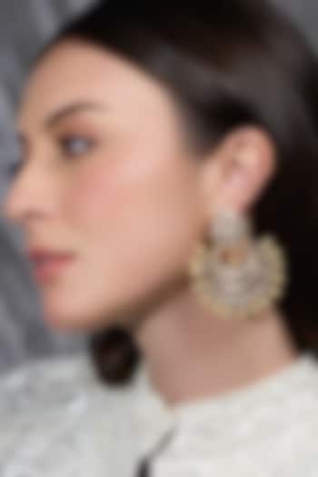 Gold Finish Kundan Polki Chandbali Earrings by Joules By Radhika at Pernia's Pop Up Shop