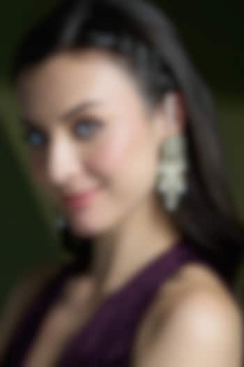 Yellow Gold Finish Pearl Drop Earrings by Joules By Radhika at Pernia's Pop Up Shop