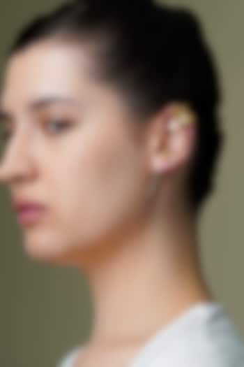 Yellow Gold Finish Sol Flair Cuff Earrings by Joules By Radhika at Pernia's Pop Up Shop