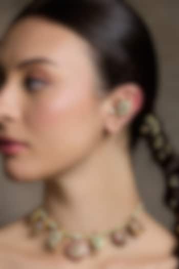 Gold Finish Kundan Polki Earcuffs by Joules By Radhika at Pernia's Pop Up Shop