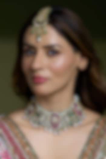 Yellow Gold Finish Brass Maangtikka by Joules By Radhika at Pernia's Pop Up Shop