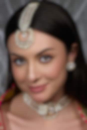 Yellow Gold Finish Brass Maangtikka by Joules By Radhika at Pernia's Pop Up Shop