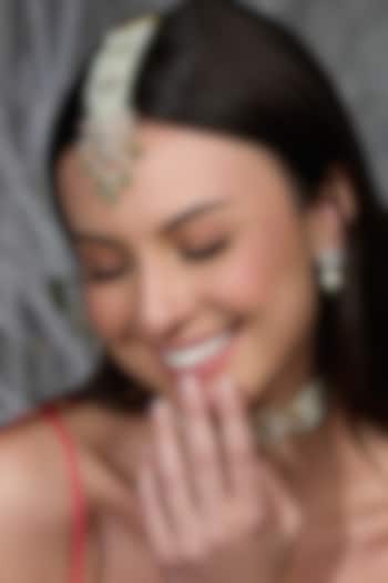 Yellow Gold Finish Floral Maangtikka by Joules By Radhika at Pernia's Pop Up Shop