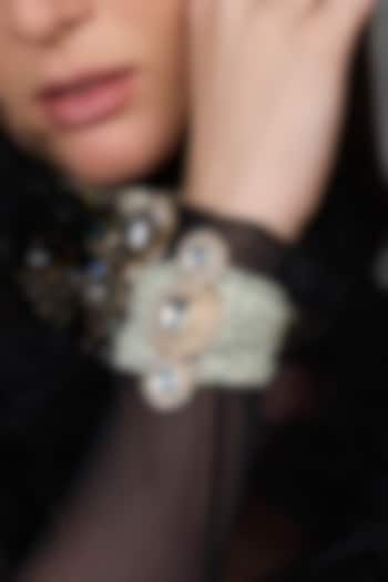 Yellow Gold Finish Green Stone Bracelet by Joules By Radhika at Pernia's Pop Up Shop