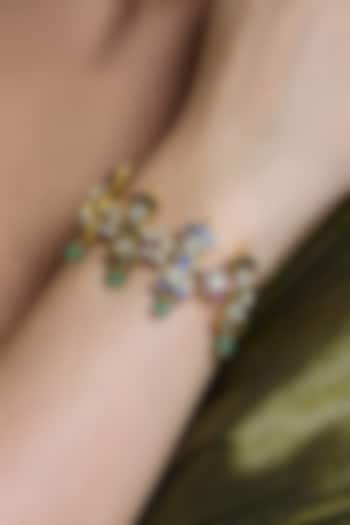 Yellow Gold Finish Baroque Pearl Adjustable Bracelet by Joules By Radhika at Pernia's Pop Up Shop