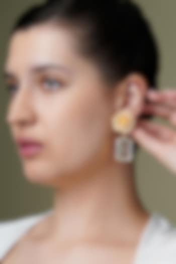 Yellow Gold Finish Handcrafted Floral Drop Earrings by Joules By Radhika at Pernia's Pop Up Shop