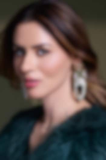 Yellow Gold Finish Crystal Statement Drop Earrings by Joules By Radhika at Pernia's Pop Up Shop