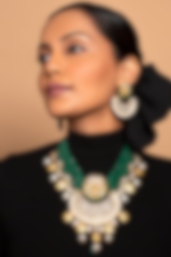 Gold Finish Pearl Necklace Set by Joules By Radhika at Pernia's Pop Up Shop