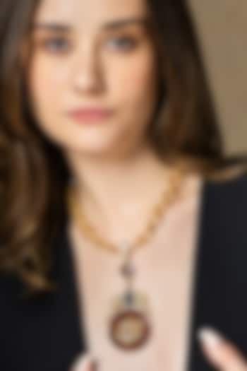 Gold Finish Black Onyx & Freshwater Pearl Handcrafted Long Necklace by Joules By Radhika at Pernia's Pop Up Shop