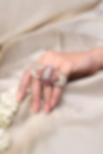 Yellow Gold Finish Kundan Polki & Ruby Stone Ring by Joules By Radhika at Pernia's Pop Up Shop