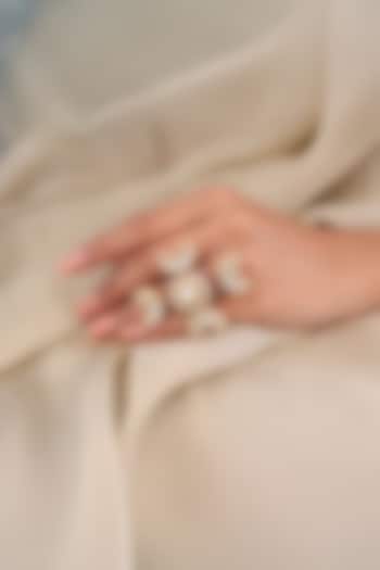 Yellow Gold Finish Floral Ring by Joules By Radhika at Pernia's Pop Up Shop