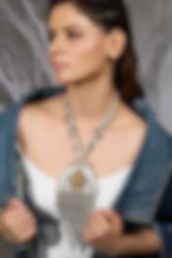 White Finish Beaded Bohemian Necklace by Joules By Radhika at Pernia's Pop Up Shop