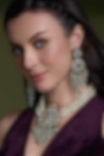 Gold Finish Ruby & Emerald Stone Necklace Set by Joules By Radhika at Pernia's Pop Up Shop