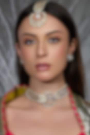 Gold Finish Brass Necklace Set by Joules By Radhika at Pernia's Pop Up Shop