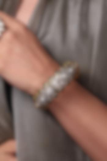 Yellow Gold Finish Sapphire Stone Bangle by Joules By Radhika at Pernia's Pop Up Shop