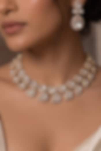 Gold Finish Kundan Polki Necklace Set by Joules By Radhika at Pernia's Pop Up Shop