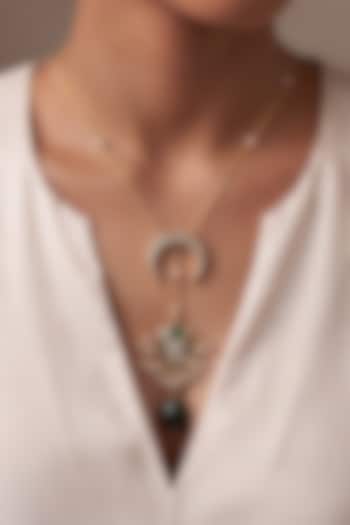 Gold Finish Emerald Stone Pendant Necklace by Joules By Radhika at Pernia's Pop Up Shop