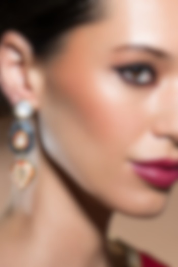 Gold Finish Enamelled Polki Earrings by Joules By Radhika at Pernia's Pop Up Shop