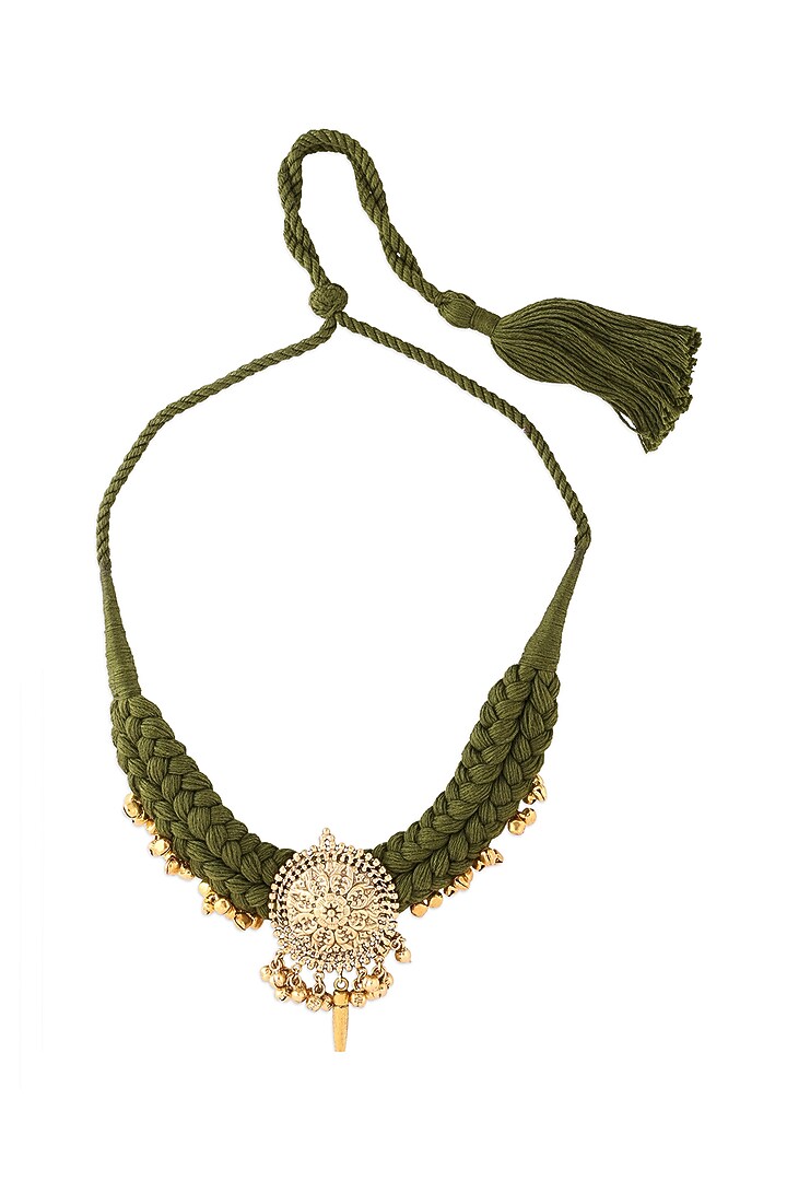 Gold Finish Handcrafted Temple Choker Necklace by Joules By Radhika at Pernia's Pop Up Shop