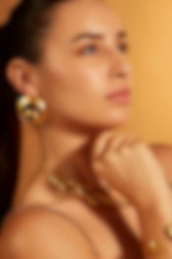 Gold Finish Infinity Loop Stud Earrings by Joules By Radhika at Pernia's Pop Up Shop