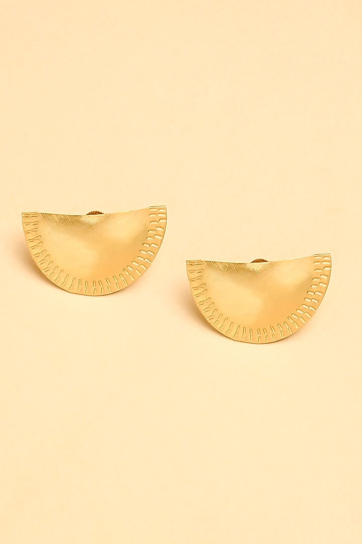 Gold Finish Half Moon Stud Earrings by Joules By Radhika at Pernia's Pop Up Shop