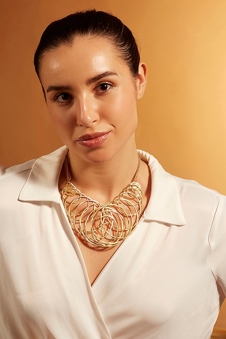 Gold Finish Coiled Necklace by Joules By Radhika at Pernia's Pop Up Shop