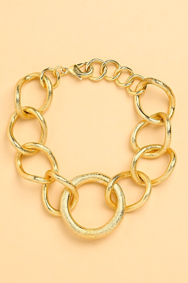 Gold Finish MultiLoop Chain Bracelet Design by Joules By Radhika at