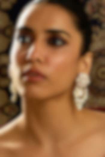 Gold Finish Kundan Polki Stone Drop Earrings by Joules By Radhika at Pernia's Pop Up Shop