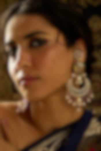 Gold Finish Ear Chain Chandbali Earrings by Joules By Radhika at Pernia's Pop Up Shop