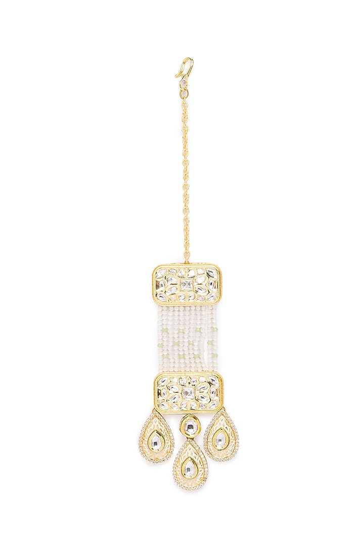 Gold Finish Meenakari Maang Tikka by Joules By Radhika at Pernia's Pop Up Shop