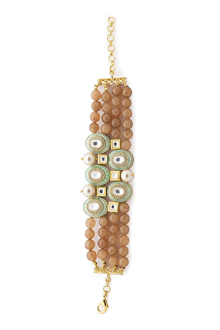 Gold Finish Meenakari Bracelet by Joules By Radhika at Pernia's Pop Up Shop