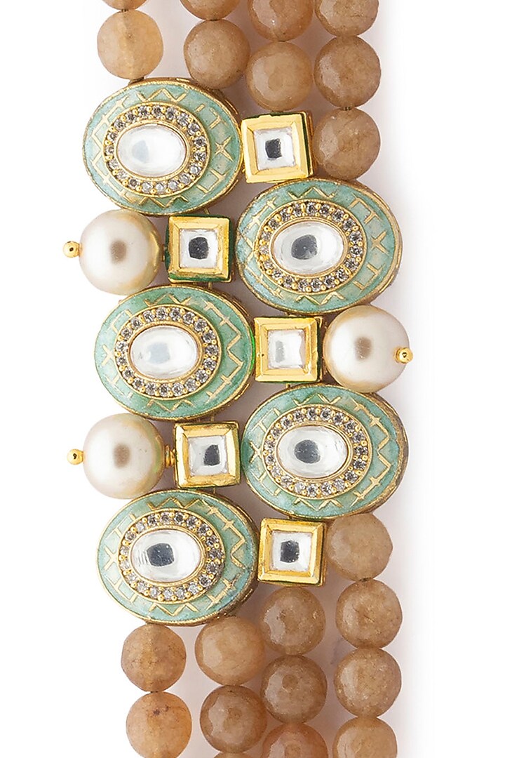 Gold Finish Meenakari Bracelet by Joules By Radhika at Pernia's Pop Up Shop