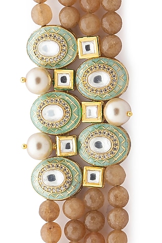 Gold Finish Meenakari Bracelet by Joules By Radhika