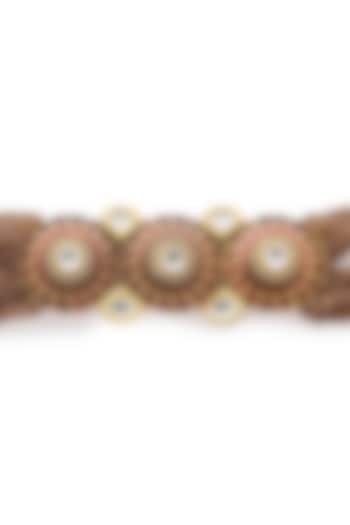 Gold Finish Meenakari Kundan Bracelet by Joules By Radhika at Pernia's Pop Up Shop