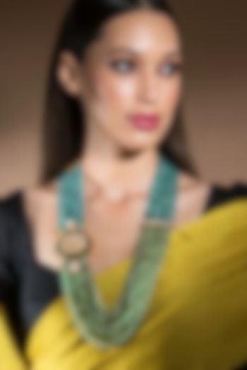 Gold Finish Meenakari Lotus Necklace by Joules By Radhika at Pernia's Pop Up Shop