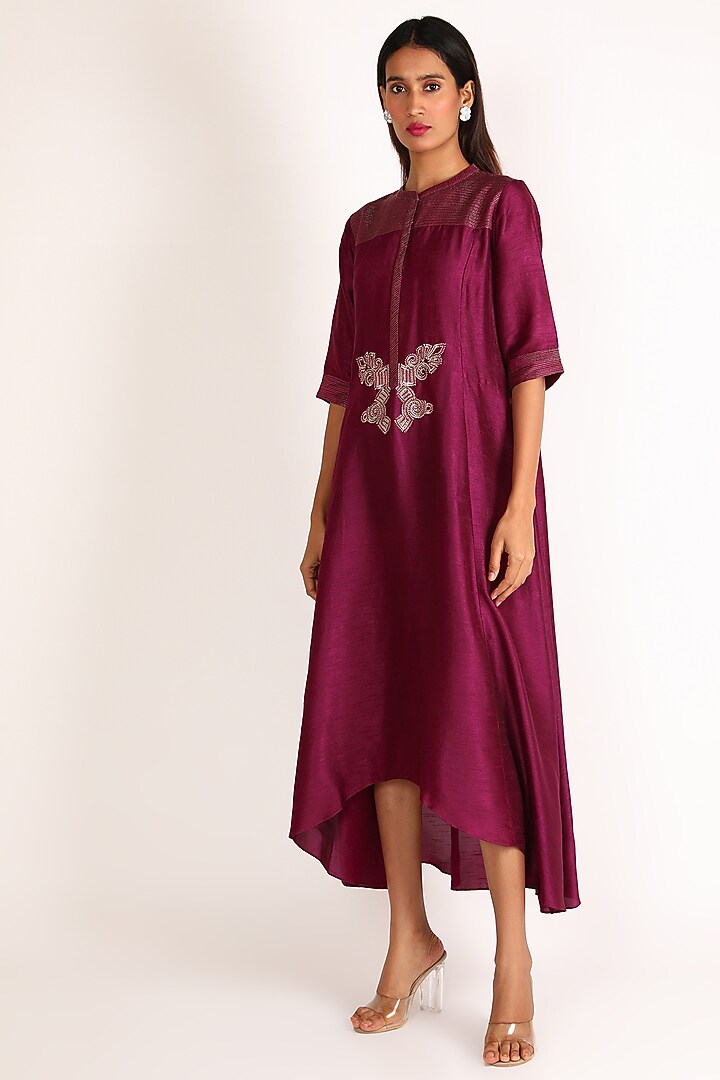 Wine Embroidered High-Low Tunic by July at Pernia's Pop Up Shop