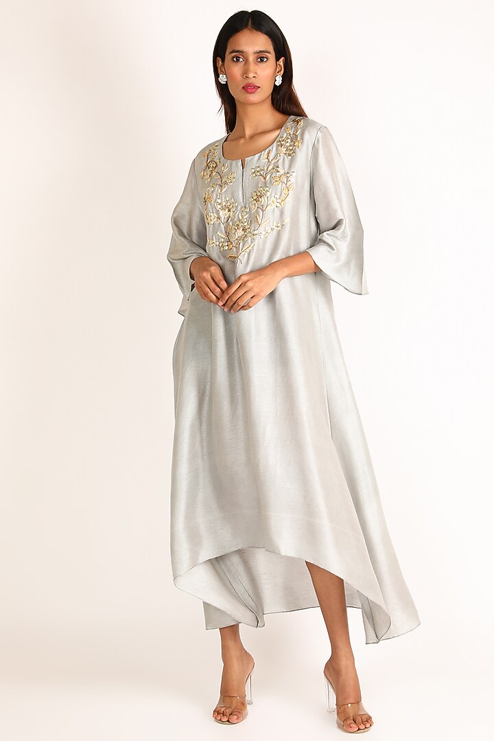 Grey Embroidered High-Low Tunic by July at Pernia's Pop Up Shop