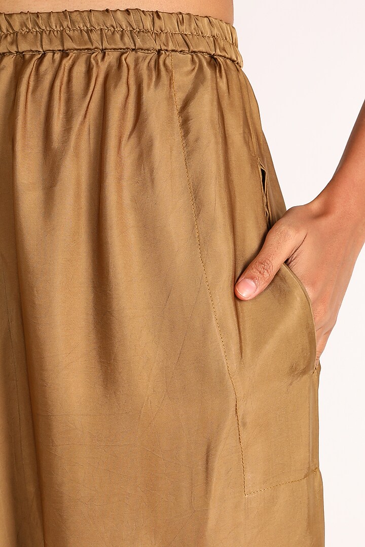 Brown Draped Dhoti Pants by July at Pernia's Pop Up Shop