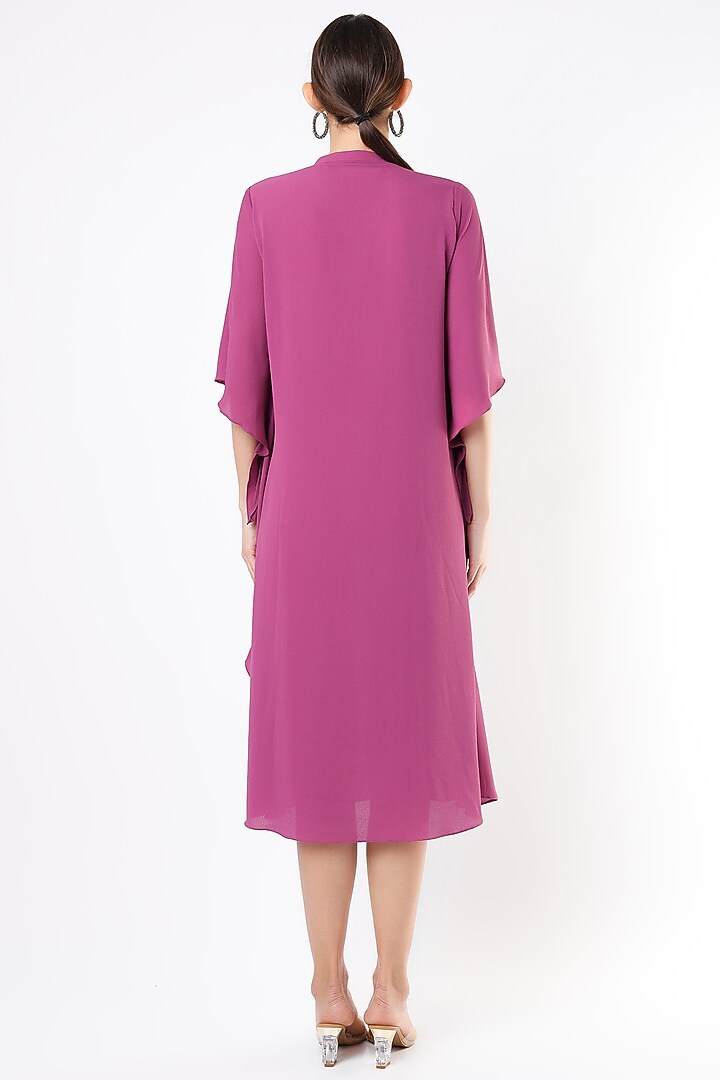 Raspberry Pink Embroidered Flared Asymmetrical Kurta by July at Pernia's Pop Up Shop