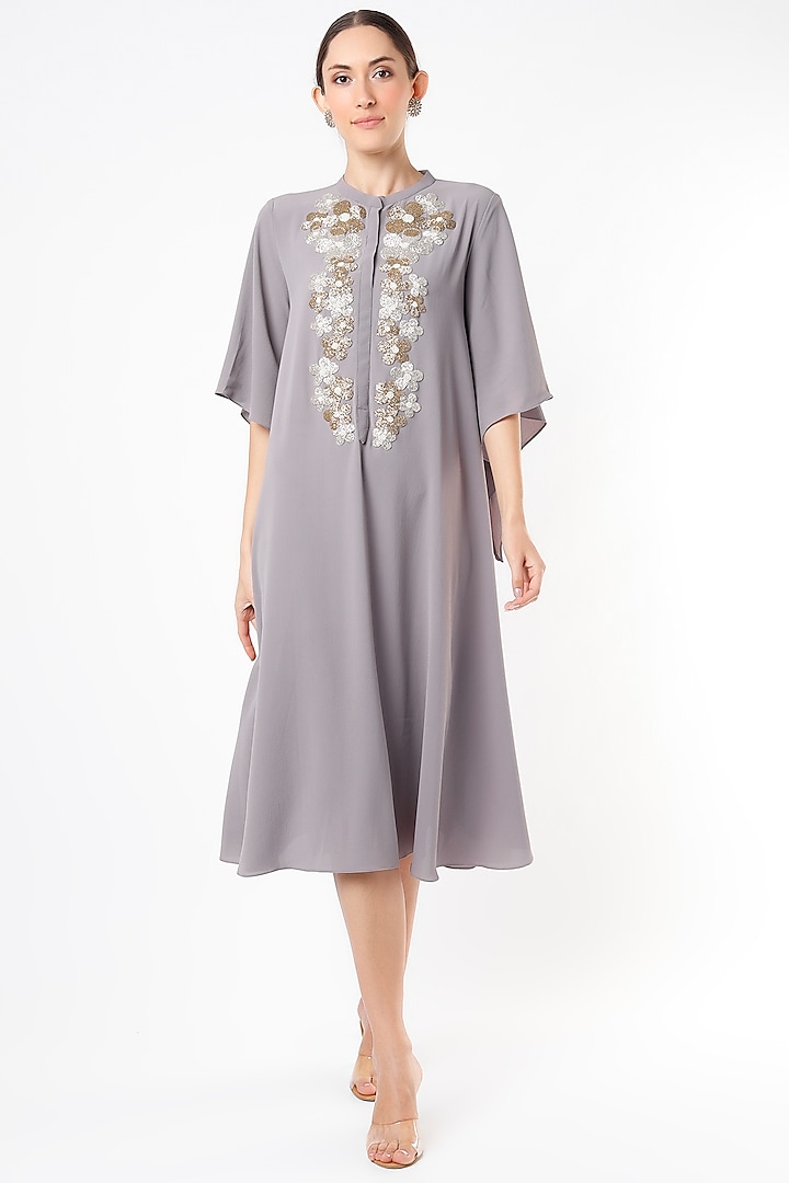 Grey Hand Embroidered Kurta by July