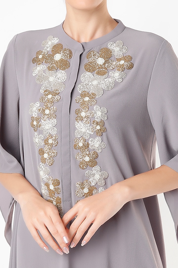 Grey Hand Embroidered Kurta by July at Pernia's Pop Up Shop