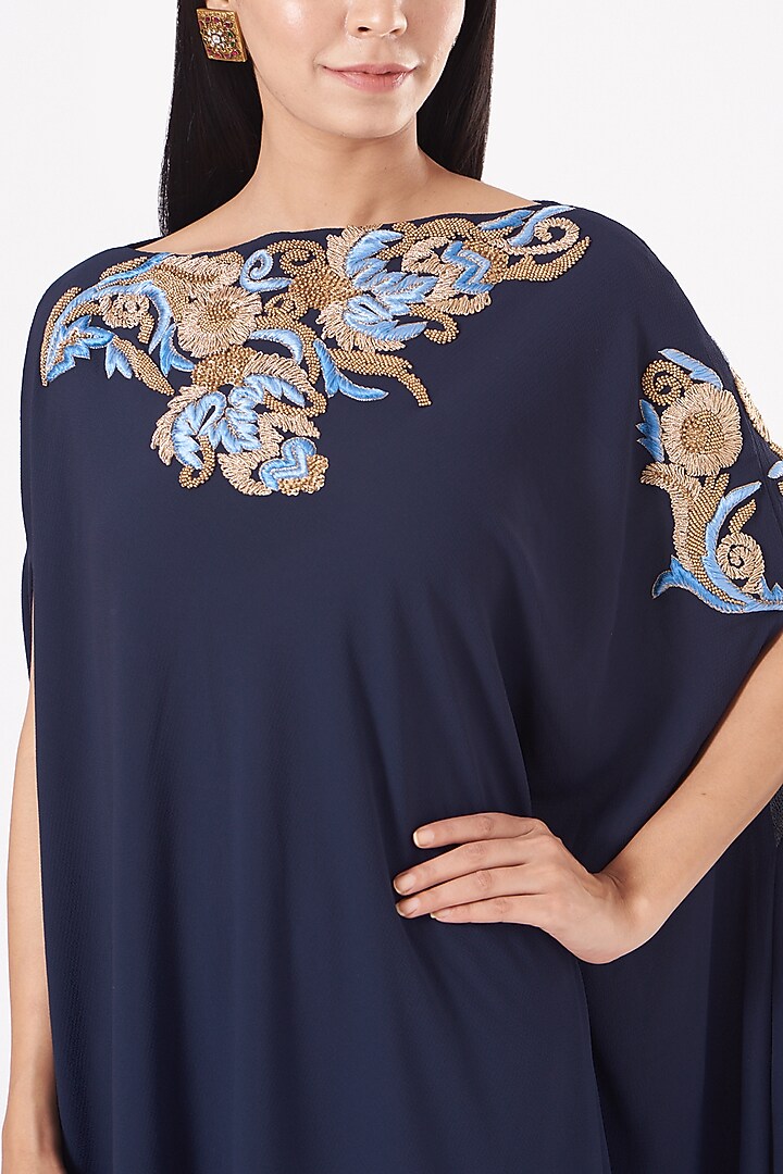 Midnight Blue Embroidered Tunic by July at Pernia's Pop Up Shop